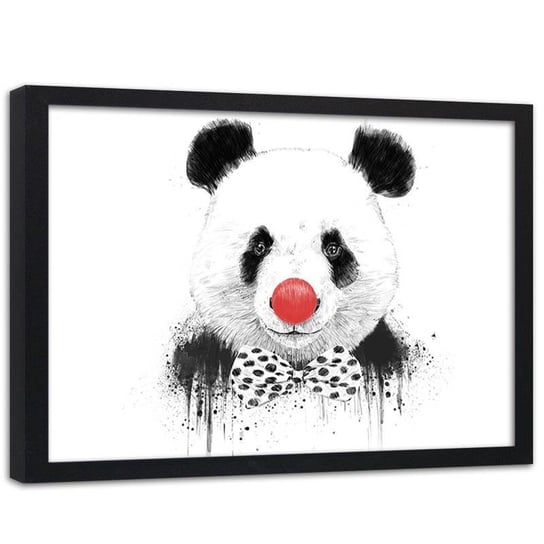Plakat dekoracyjny w ramie czarnej FEEBY Panda stylizowana na clowna, 60x40 cm Feeby