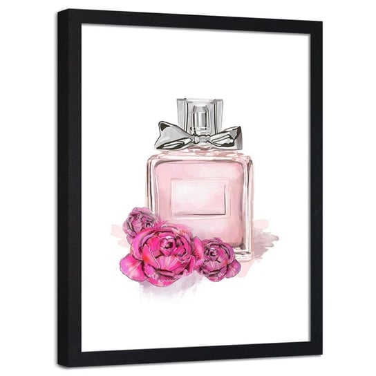 Plakat dekoracyjny w ramie czarnej FEEBY Perfumy we flakonie i kwiaty, 80x120 cm Feeby