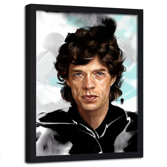 Plakat dekoracyjny w ramie czarnej FEEBY Portret muzyk rockowy, 70x100 cm Feeby