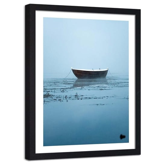 Plakat dekoracyjny w ramie czarnej FEEBY Przycumowana łódka, 50x70 cm Feeby