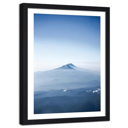 Plakat dekoracyjny w ramie czarnej FEEBY Szczyty górskie błękitne niebo, 80x120 cm Feeby