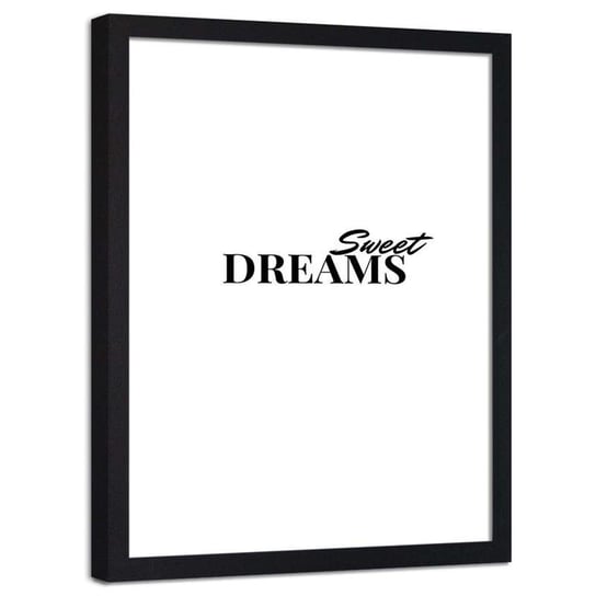 Plakat dekoracyjny w ramie czarnej FEEBY Typografia Sweet Dreams, 50x70 cm Feeby