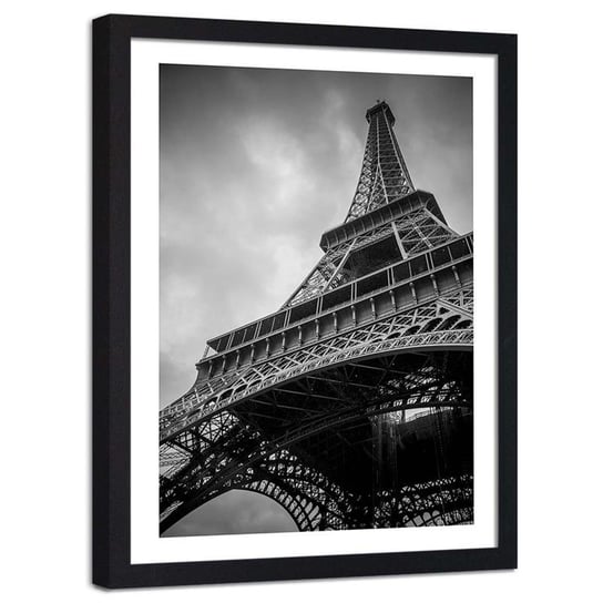 Plakat dekoracyjny w ramie czarnej FEEBY Wieża Eiffla Paryż Francja, 30x40 cm Feeby
