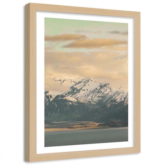 Plakat dekoracyjny w ramie naturalnej FEEBY Góry morze chmury, 40x50 cm Feeby