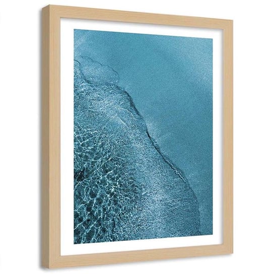 Plakat dekoracyjny w ramie naturalnej FEEBY Morska fala plaża, 40x60 cm Feeby