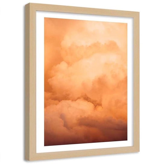 Plakat dekoracyjny w ramie naturalnej FEEBY Oświetlone zachodzącym słońcem chmury, 30x40 cm Feeby