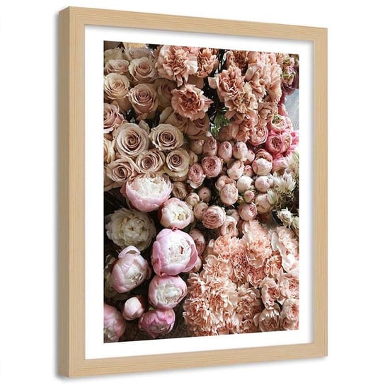 Plakat dekoracyjny w ramie naturalnej FEEBY Zbiór kwiatów bukiet, 30x40 cm Feeby