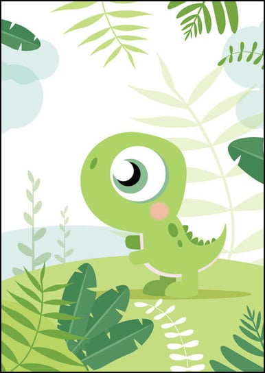 Plakat, Dino zielony, 20x30 cm Inny producent