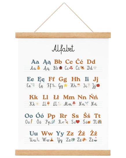 Plakat dla chłopca dziewczynki Alfabet Montessori A4 21x30 cm / Joachimki Joachimki