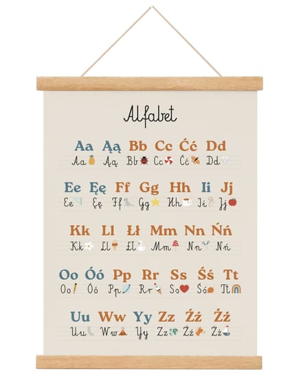 Plakat dla chłopca dziewczynki Alfabet Montessori A4 21x30 cm / Joachimki Joachimki