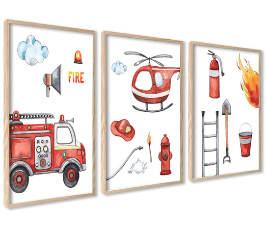 Plakat Dla Dzieci Straż Pożarna Zestaw 30X40Cm ag.art deco