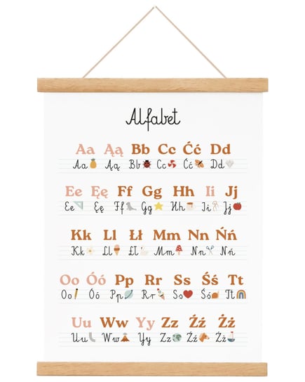 Plakat dla dziewczynki Alfabet Montessori A4 21x30 cm / Joachimki Joachimki