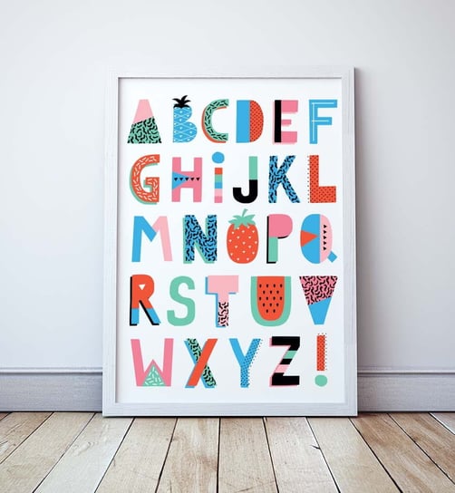 Plakat dla dziewczynki, Owocowy alfabet format 30x40cm Wallie Studio Dekoracji