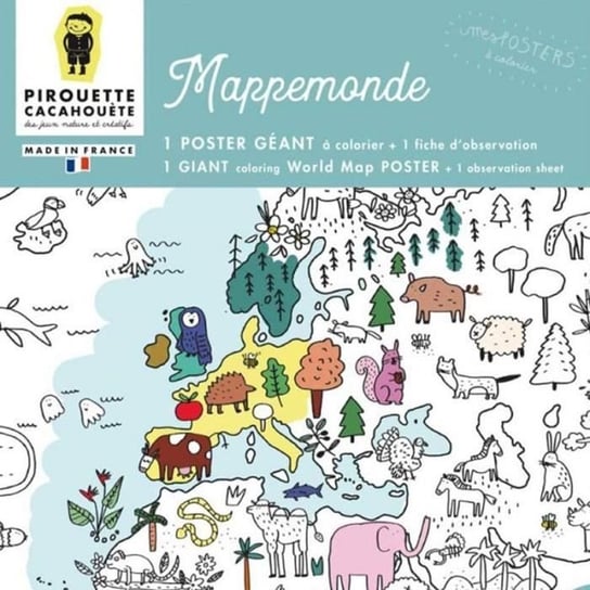 Plakat do kolorowania mapy świata Pirouette Cacahouète