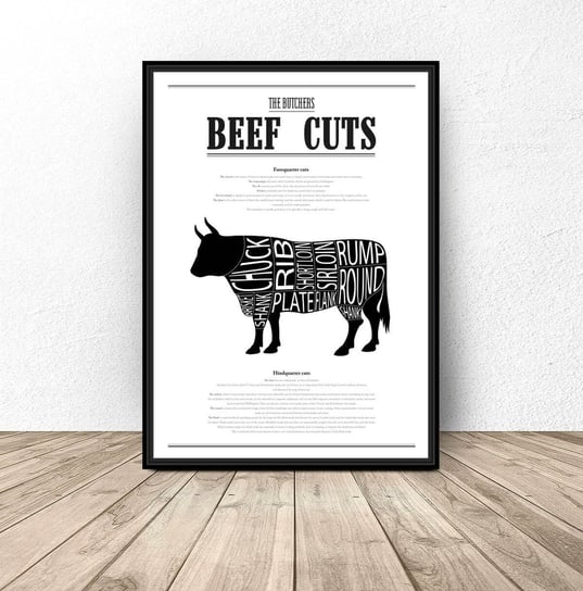 Plakat do kuchni "Beef Cuts" A4 (210mm x 297mm) Scandi Poster