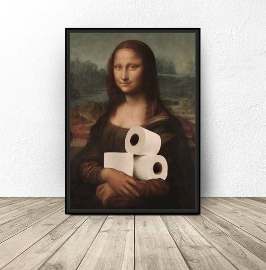 Plakat do łazienki Mona Lisa z papierem toaletowym A4 (210mm x 297mm) Scandi Poster