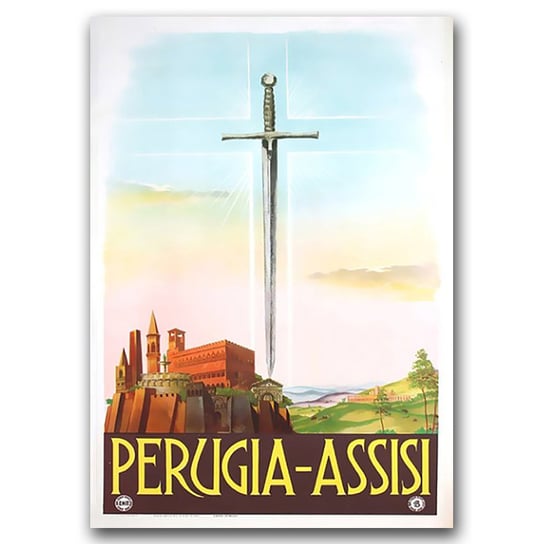 Plakat do pokoju Perugia Assisi Włochy A1 Vintageposteria