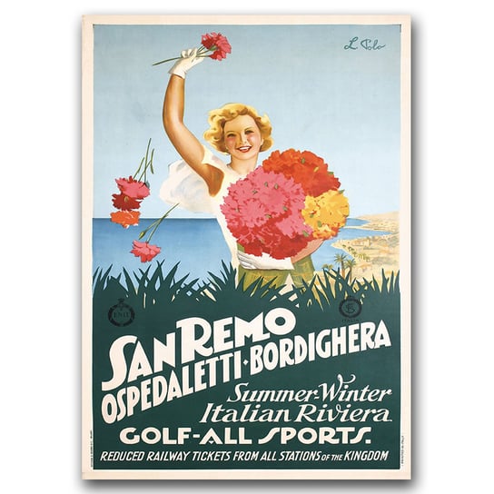 Plakat do pokoju Włochy San Remo Riviera A1 Vintageposteria
