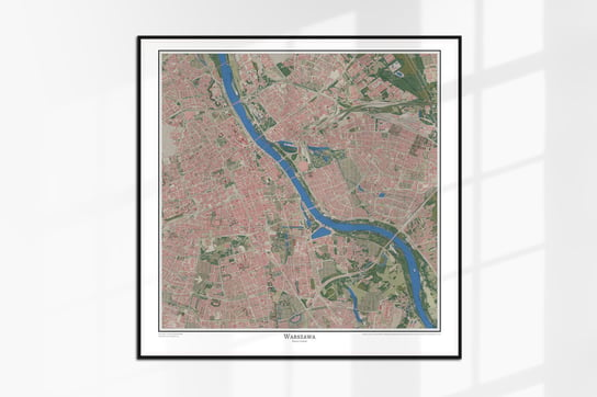Plakat dzisiejsza Warszawa, plan miasta 1:10000, współczesna mapa ścienna w stylu vintage 60x60 cm Dodoprint