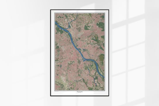 Plakat dzisiejsza Warszawa, plan miasta 1:25000, współczesna mapa ścienna w stylu vintage 90x60 cm Dodoprint