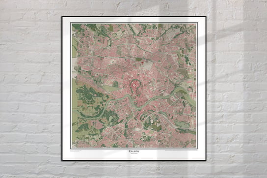 Plakat dzisiejszy Kraków, plan miasta 1:10000, mapa ścienna w stylu vintage 60x60 cm / DodoPrint Dodoprint