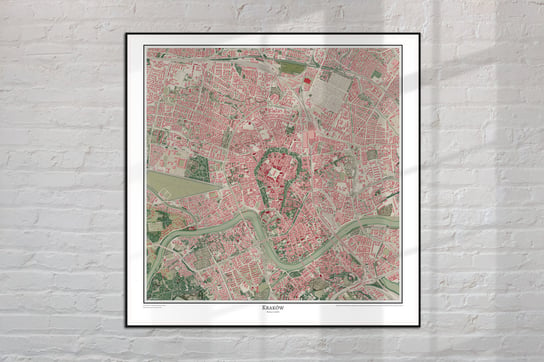 Plakat dzisiejszy Kraków, plan miasta 1:5000, mapa ścienna w stylu vintage 60x60 cm / DodoPrint Dodoprint