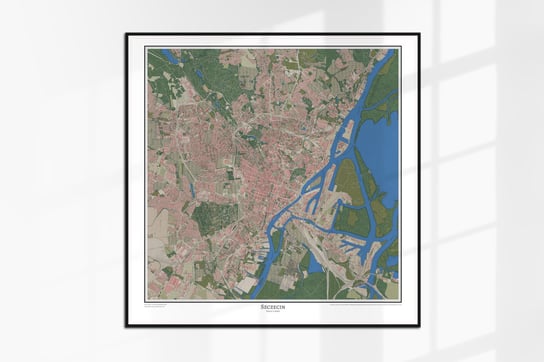Plakat dzisiejszy Szczecin, plan miasta 1:10000, współczesna mapa ścienna w stylu vintage 60x60 cm Dodoprint