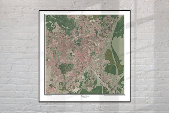 Plakat Dzisiejszy Szczecin, Plan Miasta 1:10000, Współczesna Mapa Ścienna W Stylu Vintage 60X60 Cm / Dodoprint Dodoprint
