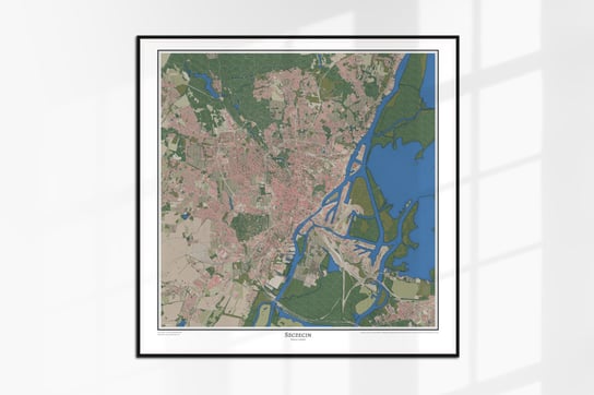 Plakat dzisiejszy Szczecin, plan miasta 1:25000, współczesna mapa ścienna w stylu vintage 60x60 cm Dodoprint