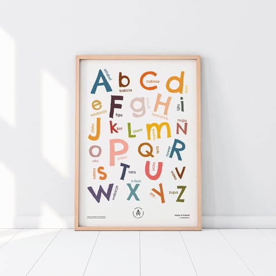 Plakat edukacyjny ALFABET wspierający naukę pierwszych słów dzieci - plakat A3 dla dzieci PaperDesk