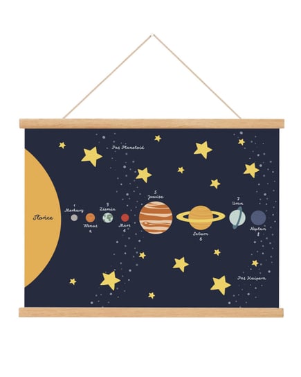 Plakat edukacyjny dla dzieci Kosmos Planety Montessori A4 21x30 cm / Joachimki Joachimki