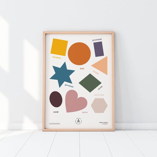 Plakat edukacyjny KSZTAŁTY wspierający naukę pierwszych słów dzieci – A3 plakat Montessori dla dzieci PaperDesk