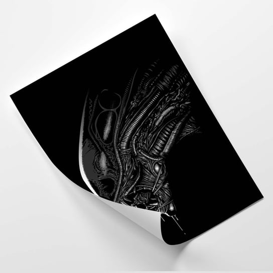 Plakat FEEBY Czarno-biała głowa potwora z filmu Alien - Alberto Perez 30x40 Feeby