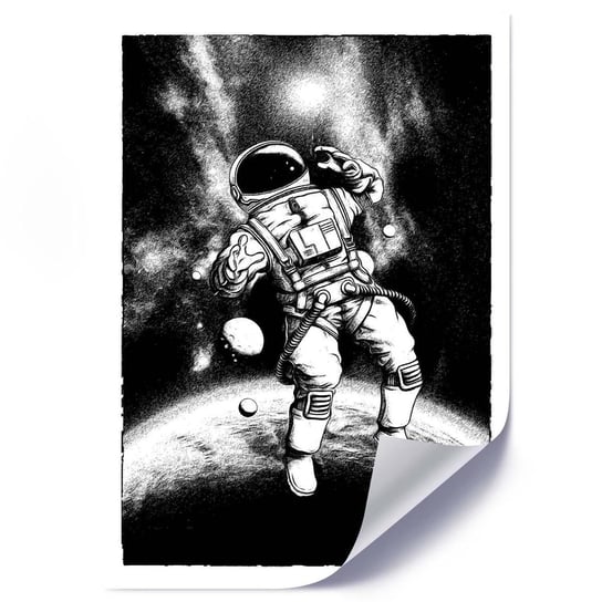 Plakat FEEBY Czarno, biały kosmonauta, 50x70 cm Feeby