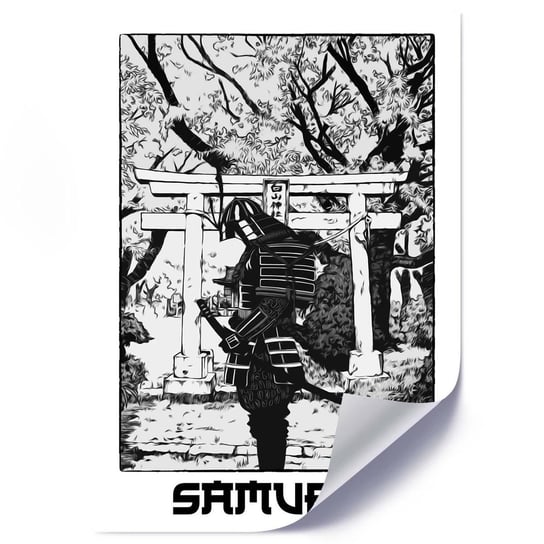 Plakat FEEBY Czarno, biały samuraj, 40x60 cm Feeby