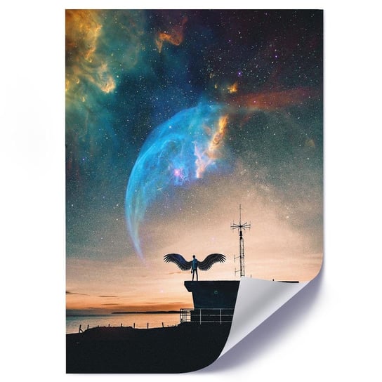 Plakat FEEBY Człowiek ze skrzydłami i niebo, 50x70 cm Feeby
