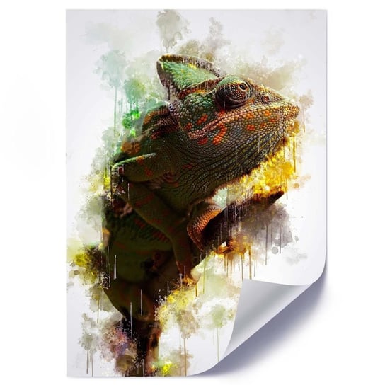 Plakat FEEBY Kameleon na gałęzi, 50x70 cm Feeby