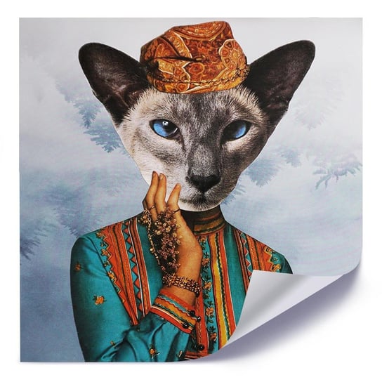Plakat FEEBY Kobieta z głową kota, 40x40 cm Feeby