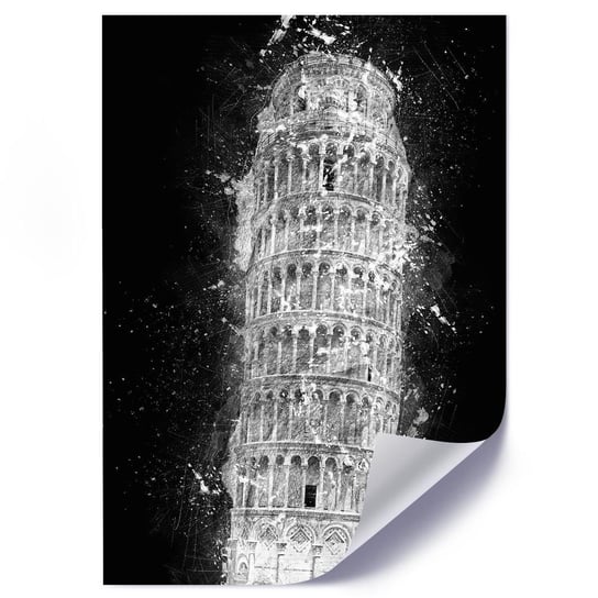Plakat FEEBY Krzywa Wieża w Pizie nocą, 50x70 cm Feeby