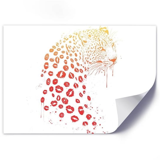 Plakat FEEBY Lampart w czerwone usta, 100x70 cm Feeby