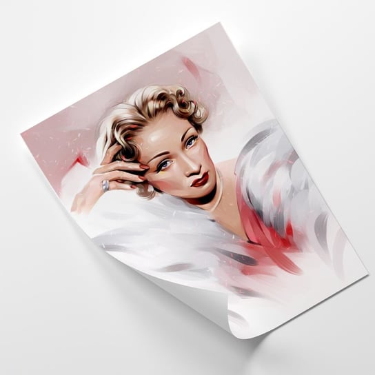 Plakat FEEBY Marlene Dietrich w białym futrze - Dmitry Belov 60x90 Feeby
