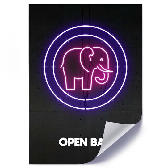 Plakat FEEBY Neony słoń, 50x70 cm Feeby