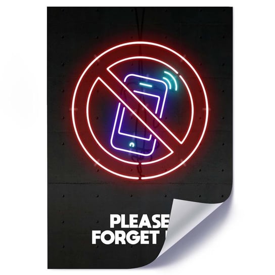 Plakat FEEBY Neony zakaz telefonów, 50x70 cm Feeby