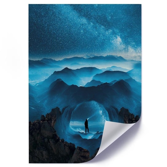 Plakat FEEBY Niebieskie skały i człowiek, 50x70 cm Feeby