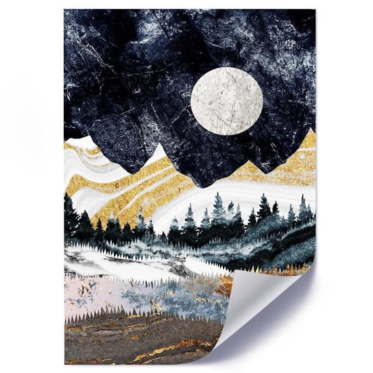 Plakat FEEBY Pełnia księżyca nad górami, 40x60 cm Feeby