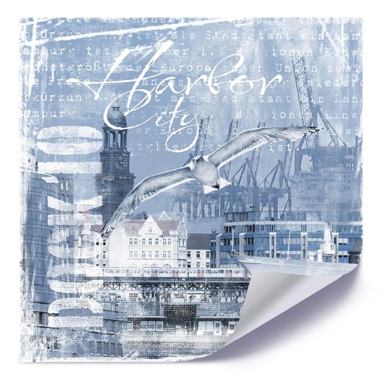 Plakat FEEBY Port, statek i mewy, 40x40 cm Feeby