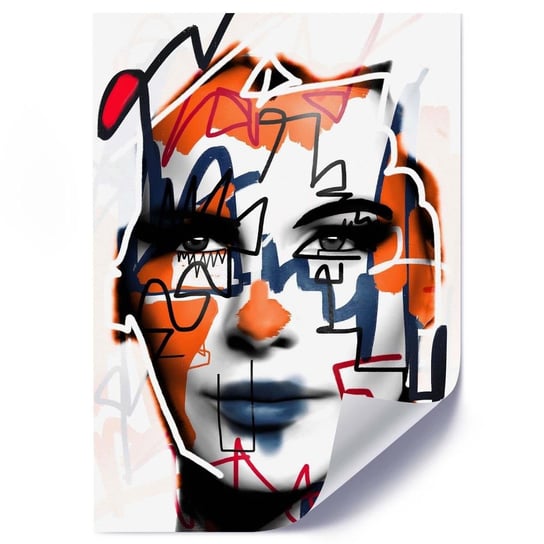 Plakat FEEBY Portret kobiety abstrakcja, 50x70 cm Feeby
