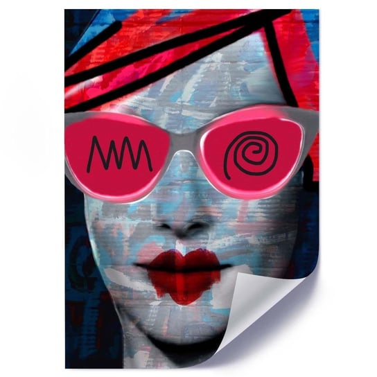 Plakat FEEBY Portret w okularach abstrakcja, 70x100 cm Feeby