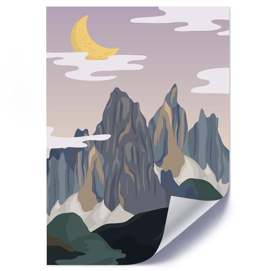 Plakat FEEBY Rysunkowe góry i księżyc, 70x100 cm Feeby