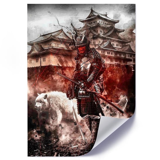 Plakat FEEBY Samuraj i biały wilk, 70x100 cm Feeby